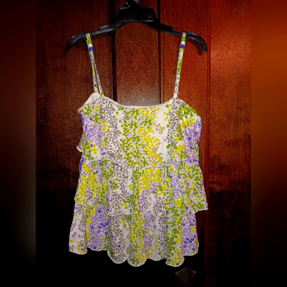 NWT Candie's purple and green layered ruffled shirt
